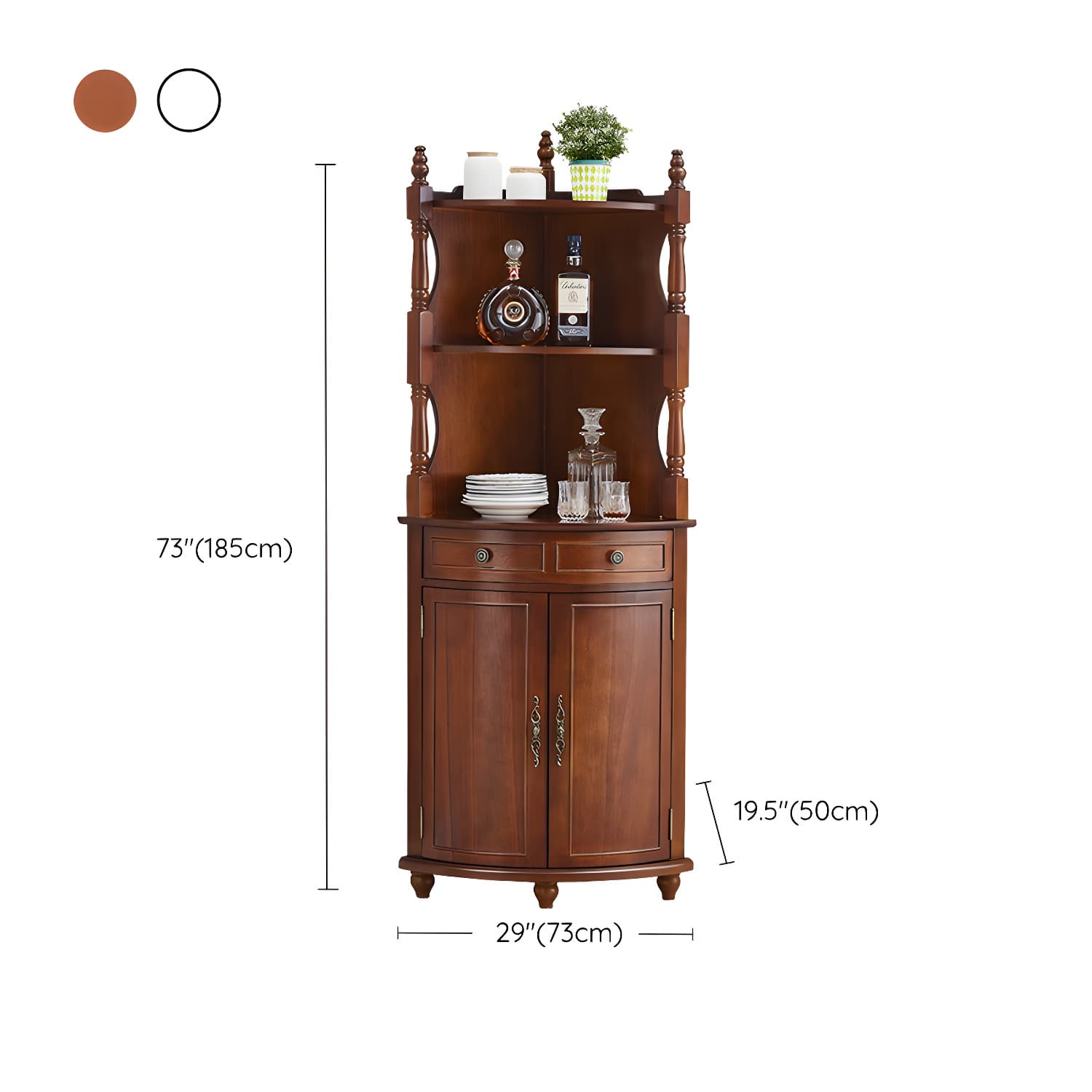 Mid-century Modern 1- Door Cabinet Wooden Corner Cabinet with Shelf thumbnail 14