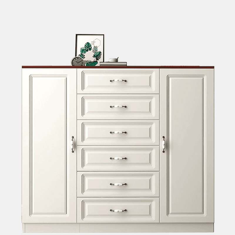 Sleeping Room Use Trendy White Wood Wardrobe Chest with Shelves thumbnail 7