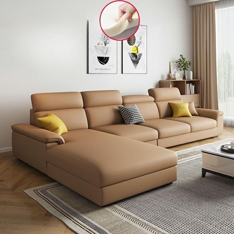 5-Seater Modish Left L-Shape Sofa Chaise with Natural Wood Frame thumbnail 5