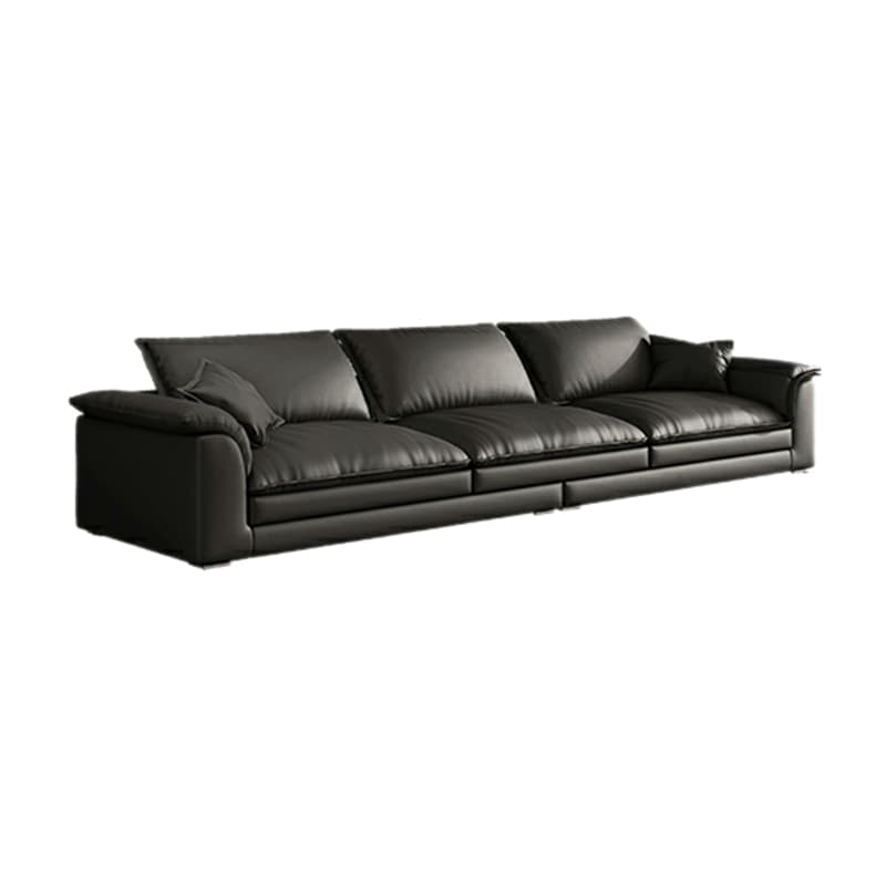 Black Cushion Back 30'' Interface Genuine Leather Sofa Pillow Top Arm thumbnail 5