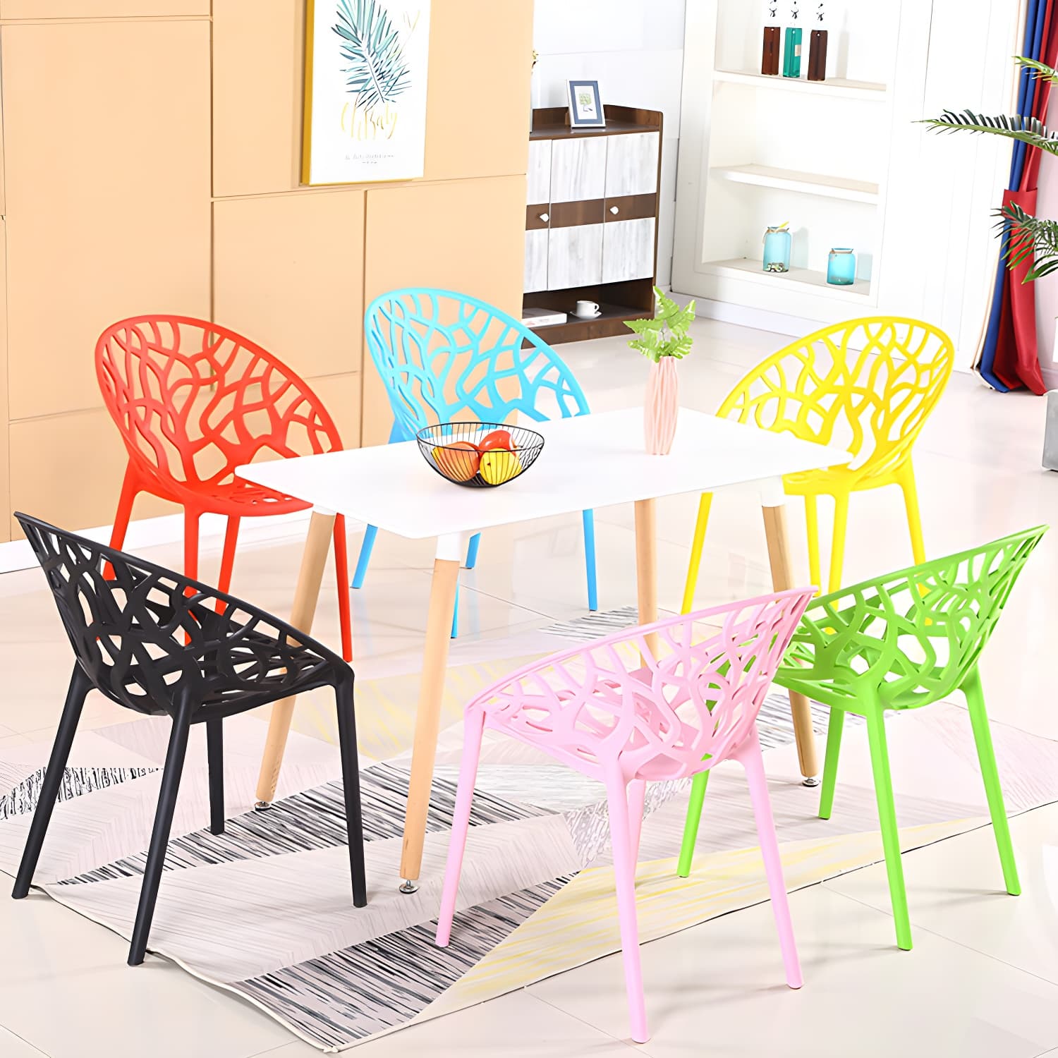 Contemporary Plastic Dining Room Chairs Armless Open Back Dining Side Chair for Restaurant thumbnail 20