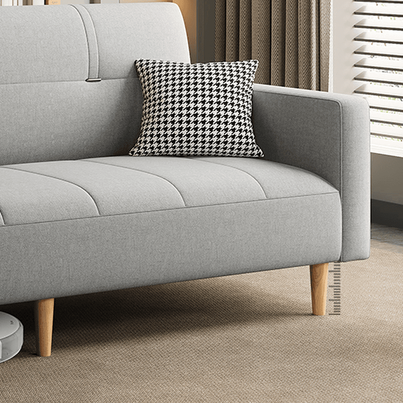 Trendy Solid Color Convertible Sofa in Light Gray/Butter Color/Coffee with Arm, 4-seater/Seats 3/2 People, Receptacle Storage, and 2 Pillows thumbnail 17