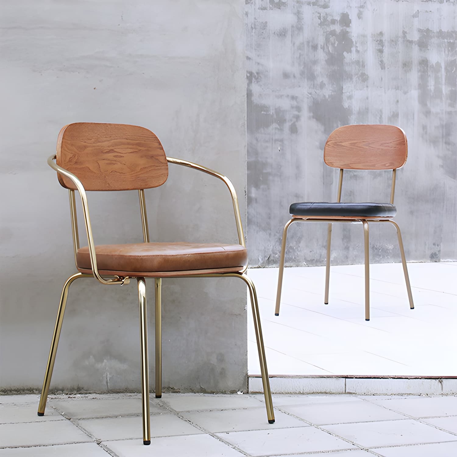 Industrial Style Leather Dining Side Chair Dining Room Open Back Side Chair Set thumbnail 20