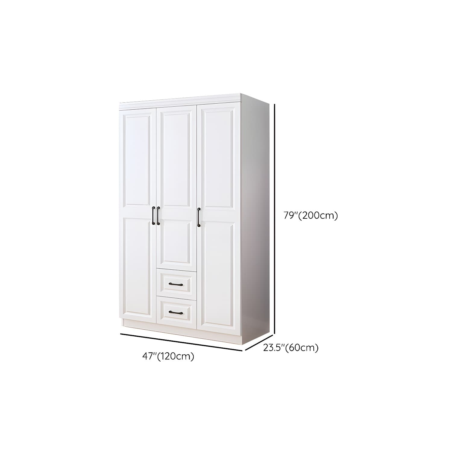 Modern White Wood Wardrobe Armoire with Soft-Close Drawers and Clothing Rod thumbnail 10