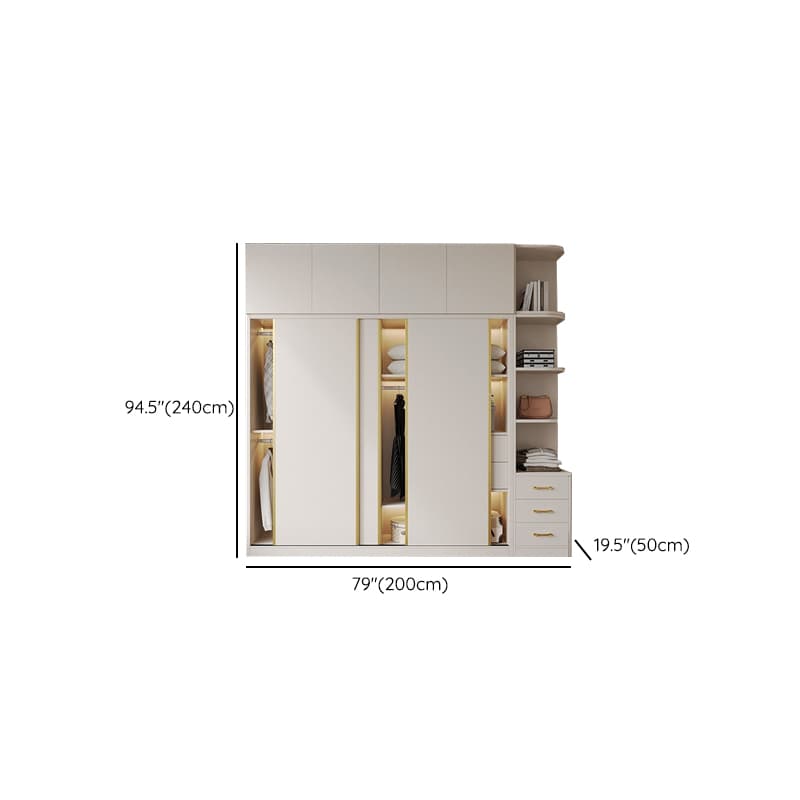 Attractive Modern White Wardrobe Armoire with Clothing Rod & Shelves thumbnail 17