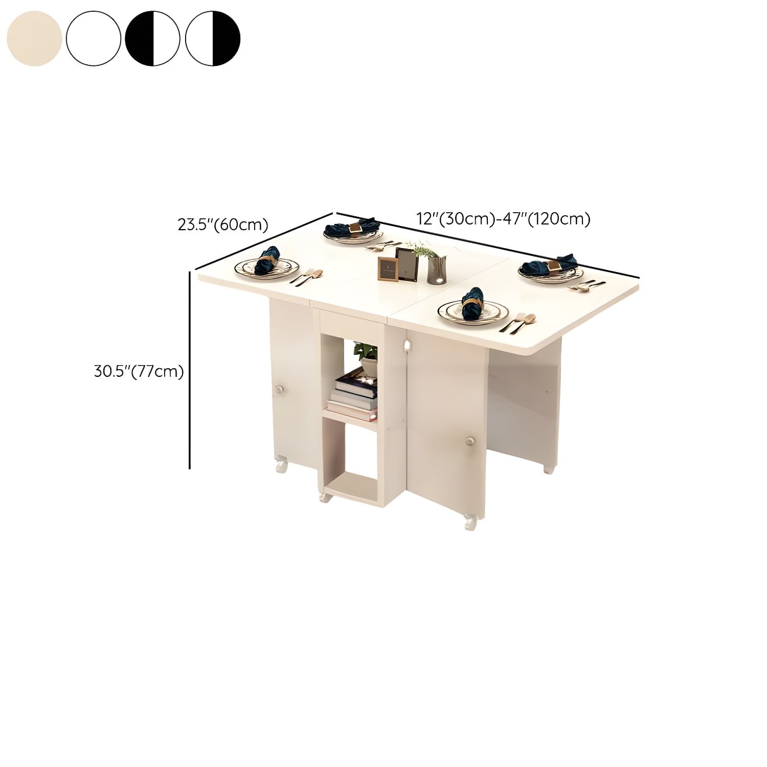 Collapsible Pedestal Manufactured Wood Kitchen & Dining Table 30in by 30in Modern Style thumbnail 12
