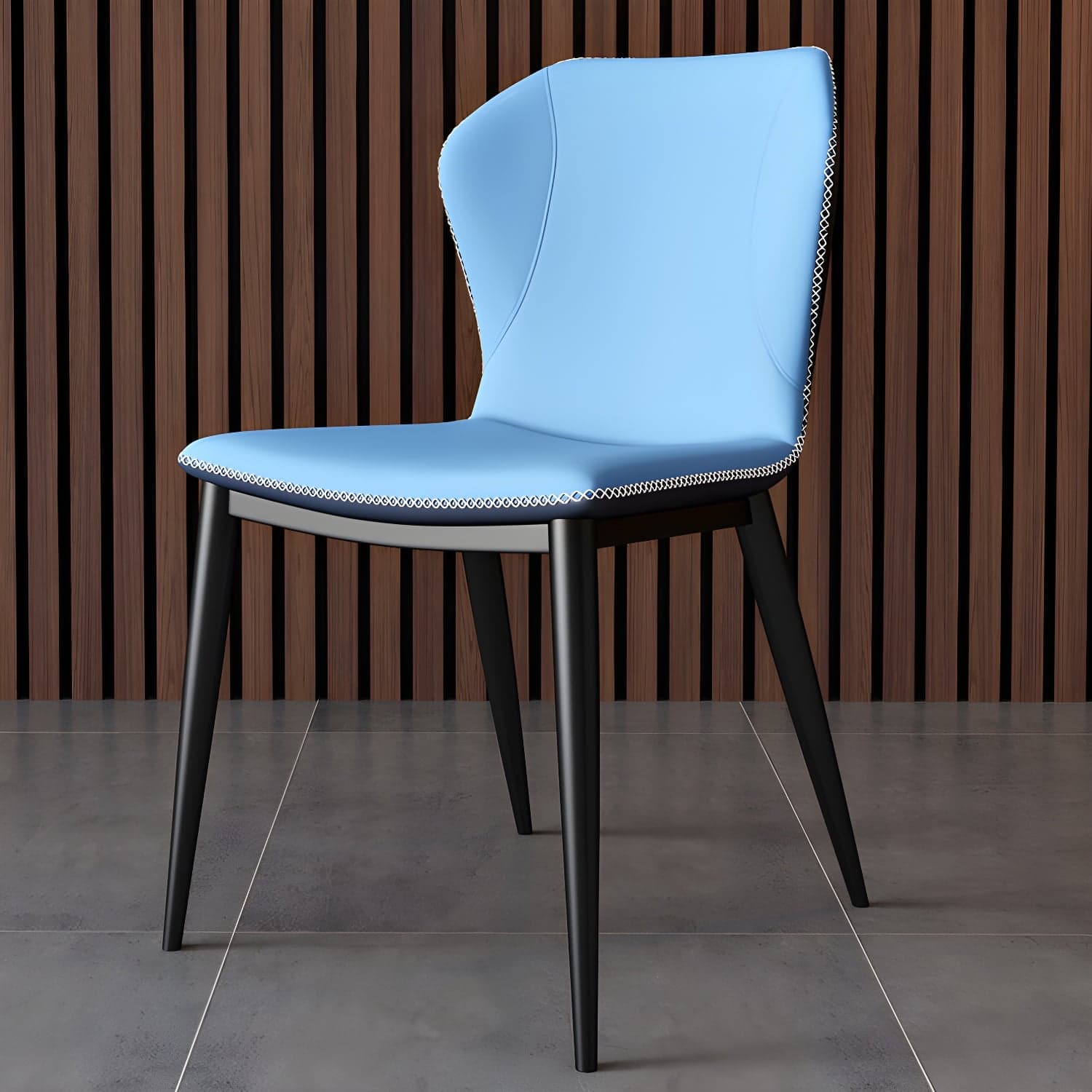 Modern Leather Home Side Chair Wingback Matte Finish Dining Chair thumbnail 5