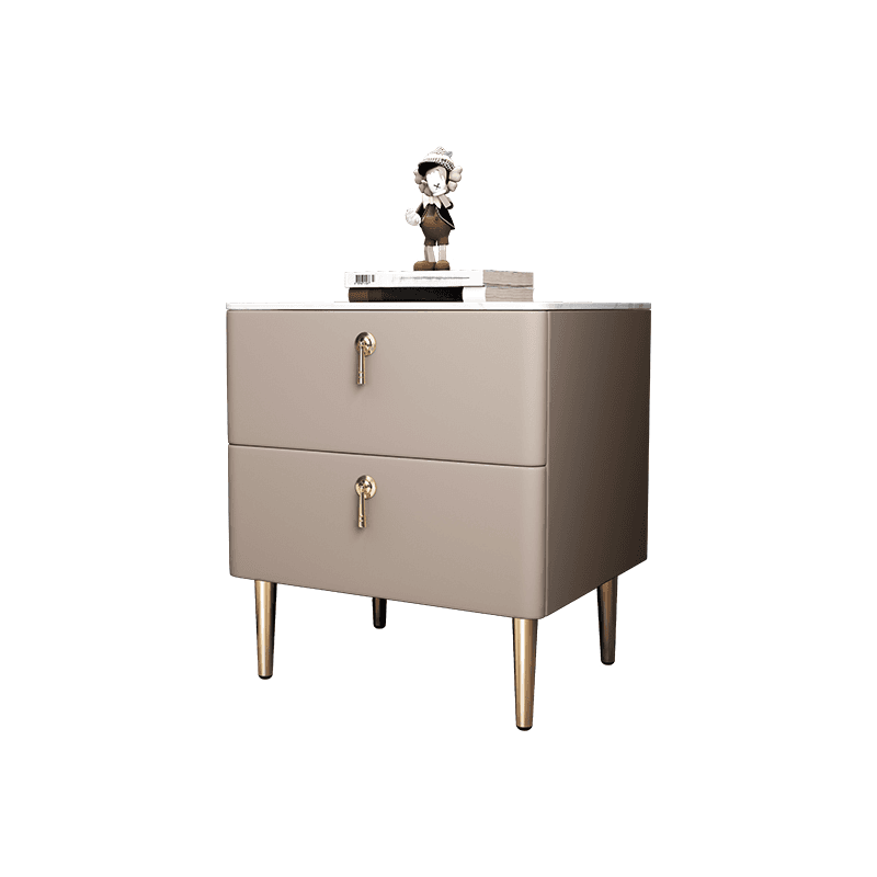 Minimalist 2-Drawer Stone Countertop Bedside Cabinet with Legs thumbnail 12