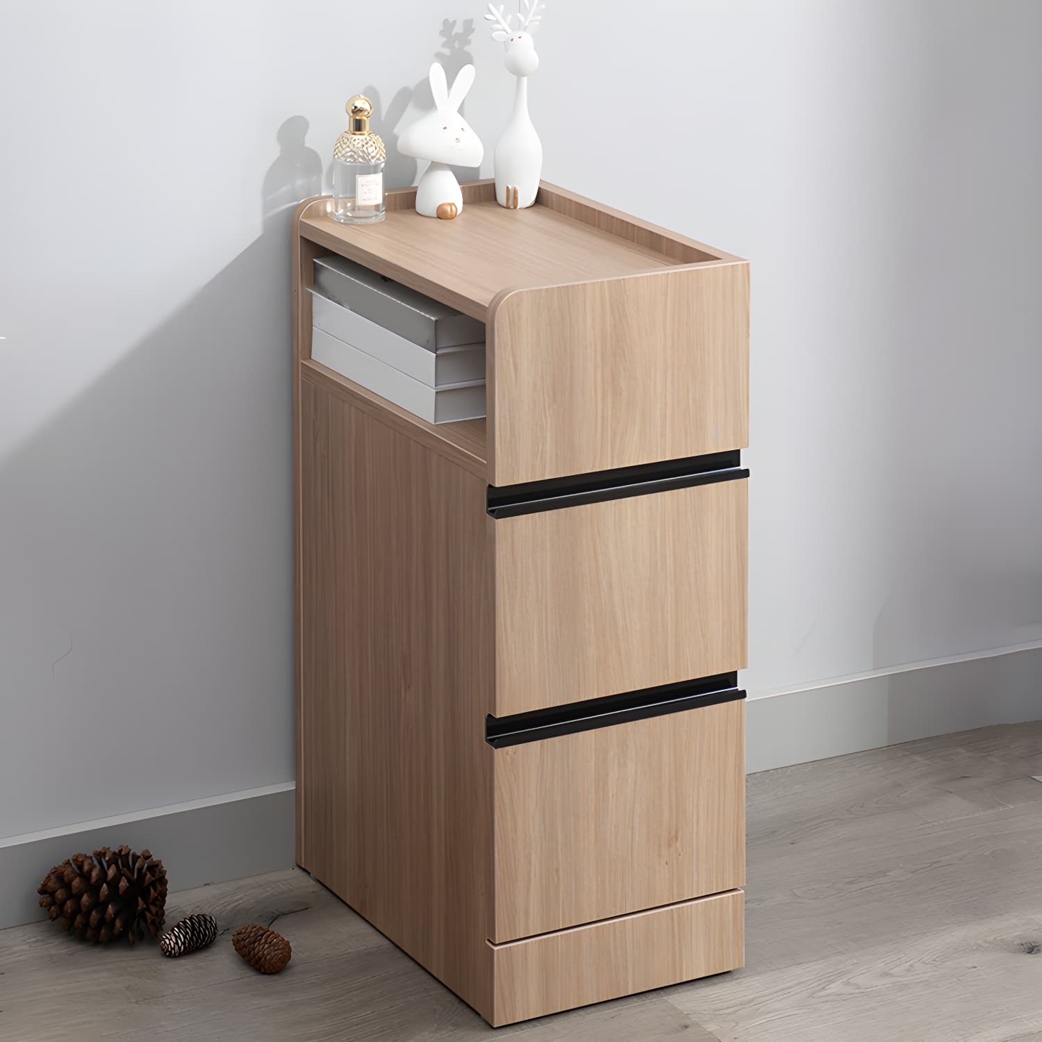 Scandinavian Accent Table Nightstand 25.5" Tall with 2 Drawers thumbnail 4