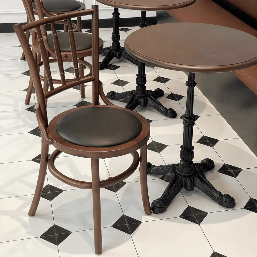 Industrial Natural Wood Finish Dining Table with a Rubber Solid Wood Tabletop and Metal Black Base thumbnail 10
