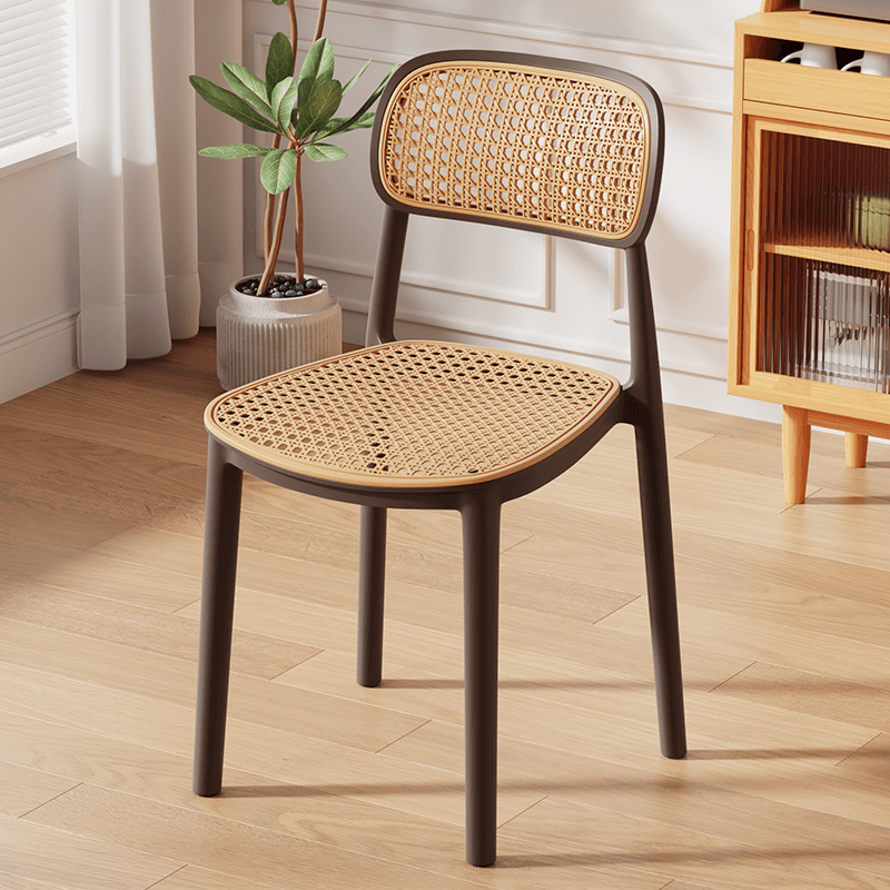 Art Deco Parlor Side Chair with Ventilated Back, Ink/Dark Gray/White Synthetic Material Legs, Pile-upon-able, and Foot Pads thumbnail 3