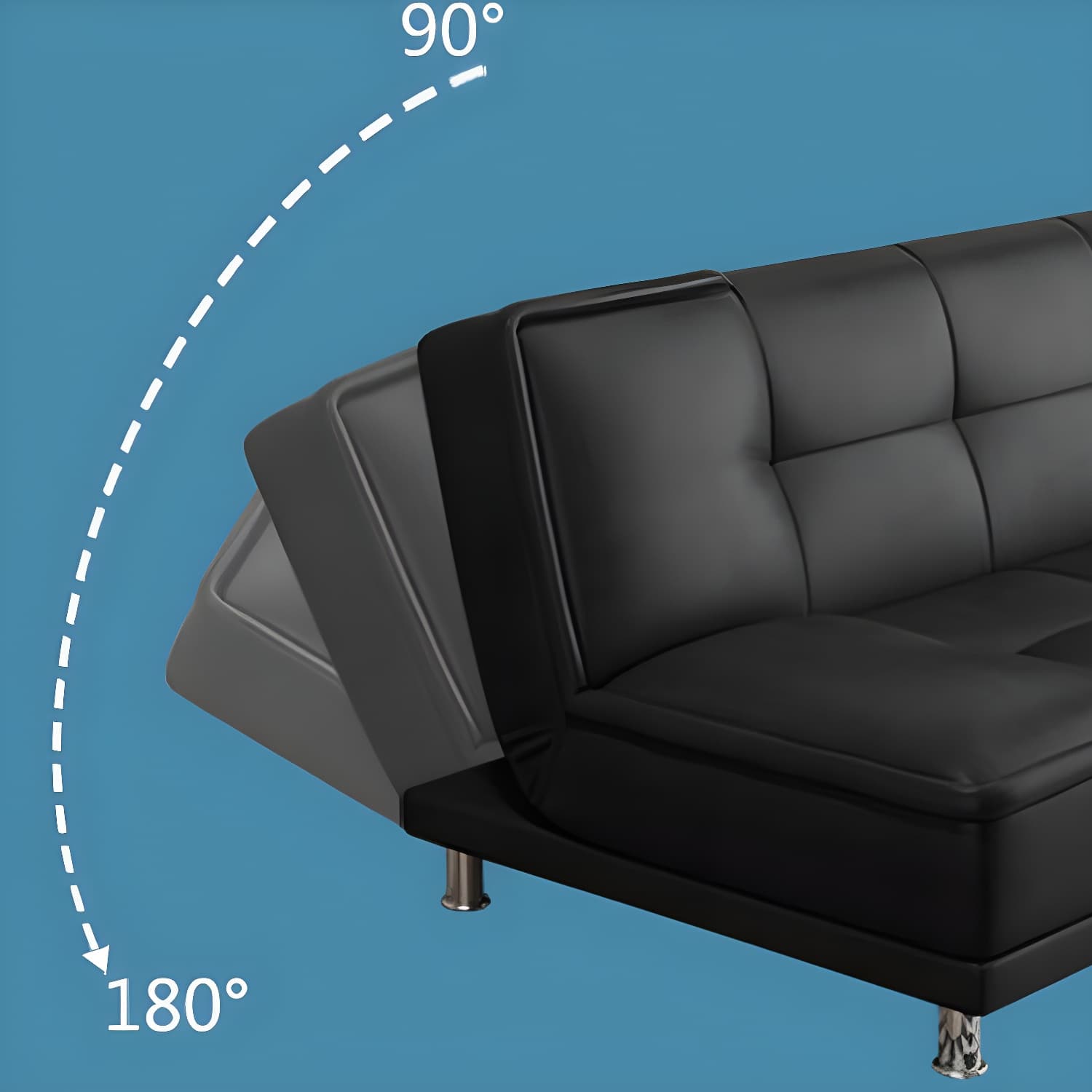 75"Modern Minimalist Armless Foldable Sleeper Leather Settee thumbnail 12