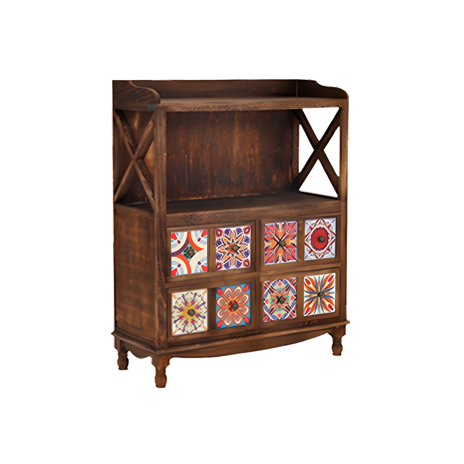 Rustic Farmhouse Wood Server - Compact Sideboard with Drawers and Open Storage thumbnail 9