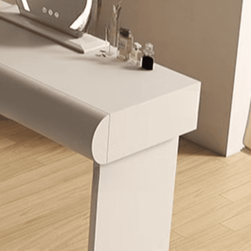 Large Vanity Set with Natural Wood Table Top, White Chair, 8 Drawers, Mirror Lights, and Scalable Design thumbnail 5