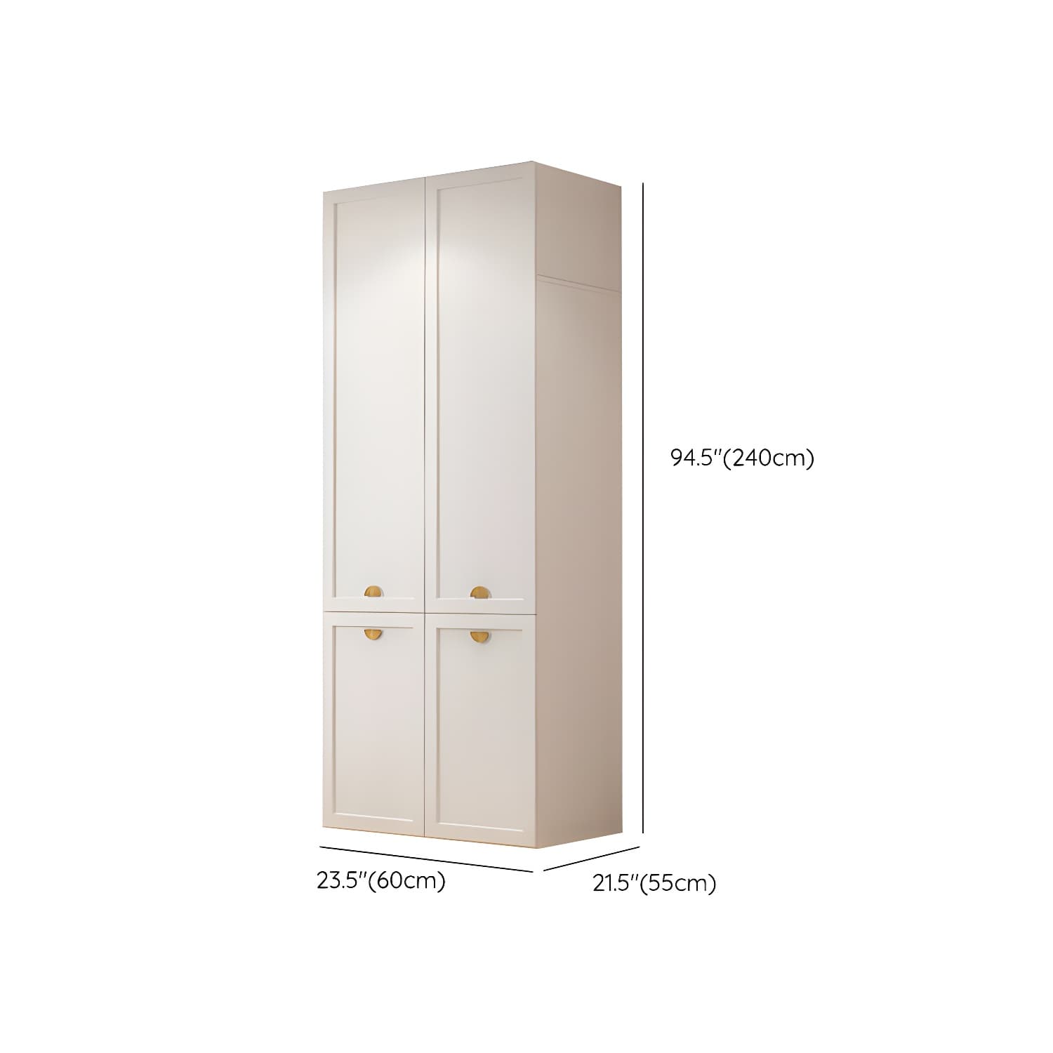 Modern Solid Color Shelves Hinged Doors Cloth Rod Included Cabinet in Beige thumbnail 24