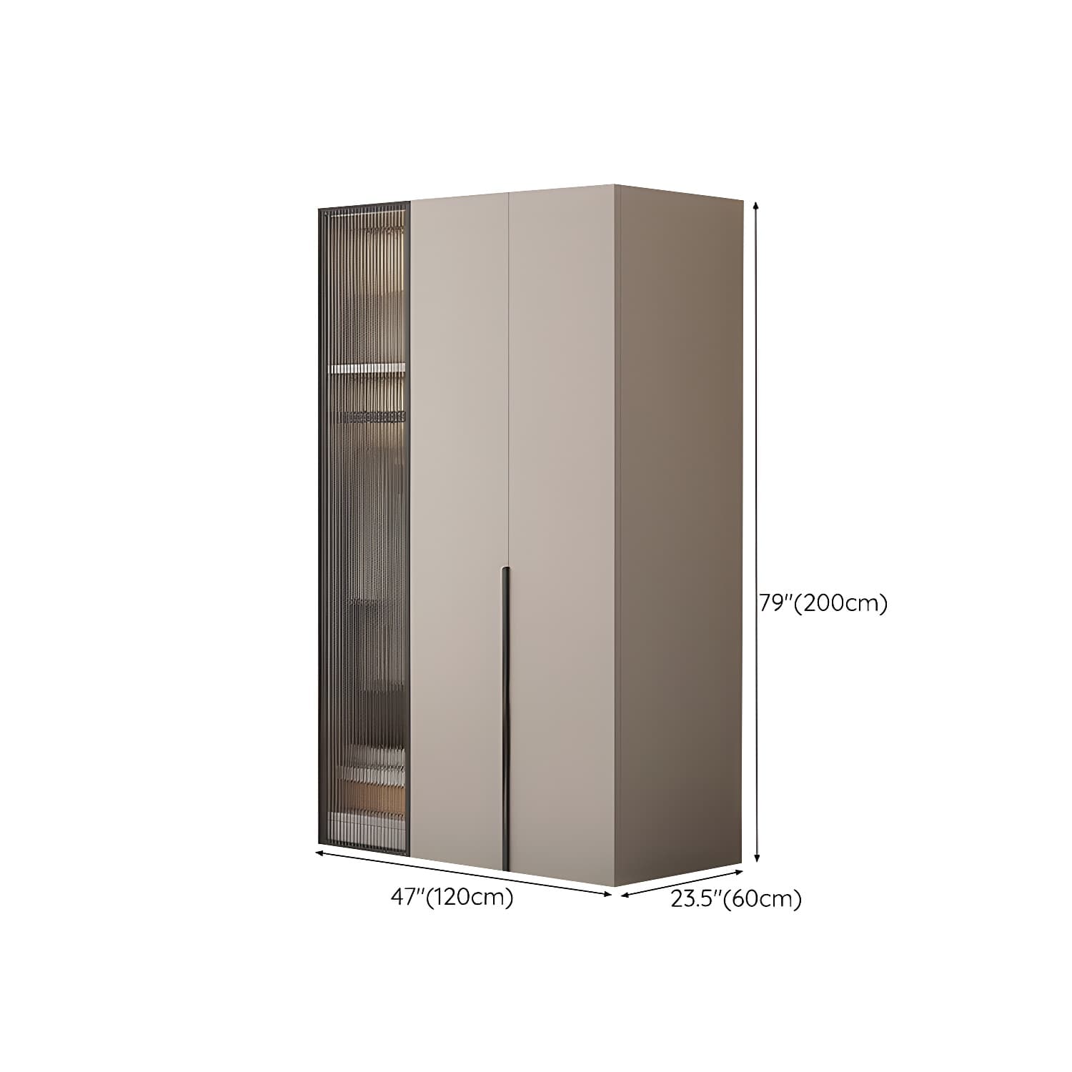 Modern Grey Wardrobe Armoire with Clothing Rod & Adjustable Shelves thumbnail 8
