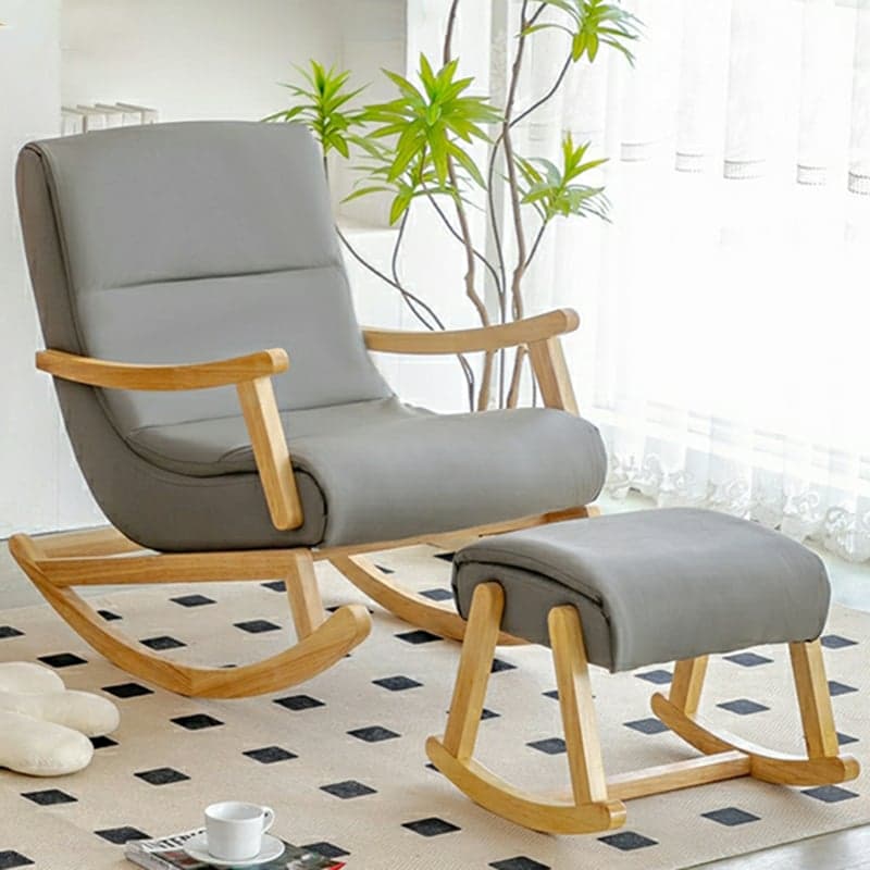 Modern Upholstered Rocking Chair with Track Arms and Ottoman for Stylish Interior Design thumbnail 4