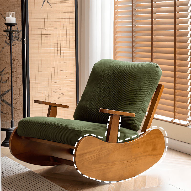 Black/Jade Green/Ivory Art Deco Upholstered Rocking Armchair with Recessed Arm thumbnail 7