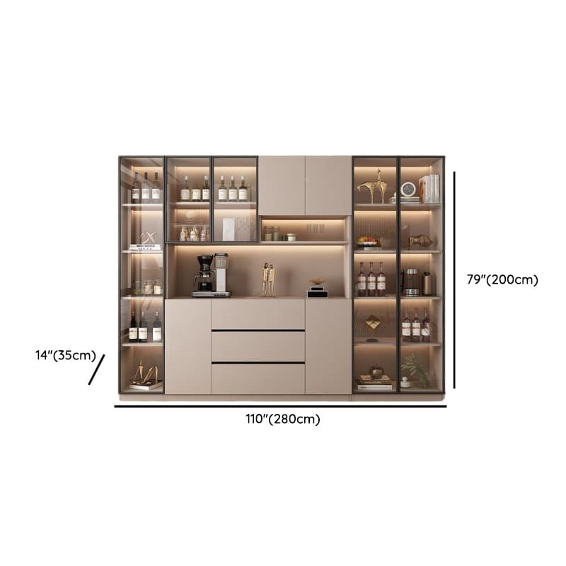 Wide/Standard/Narrow Modern Timber 3 Drawers 2 Shelves/3 Shelves/1 Shelf Glass Doors Pantry Hutch Sideboard thumbnail 24