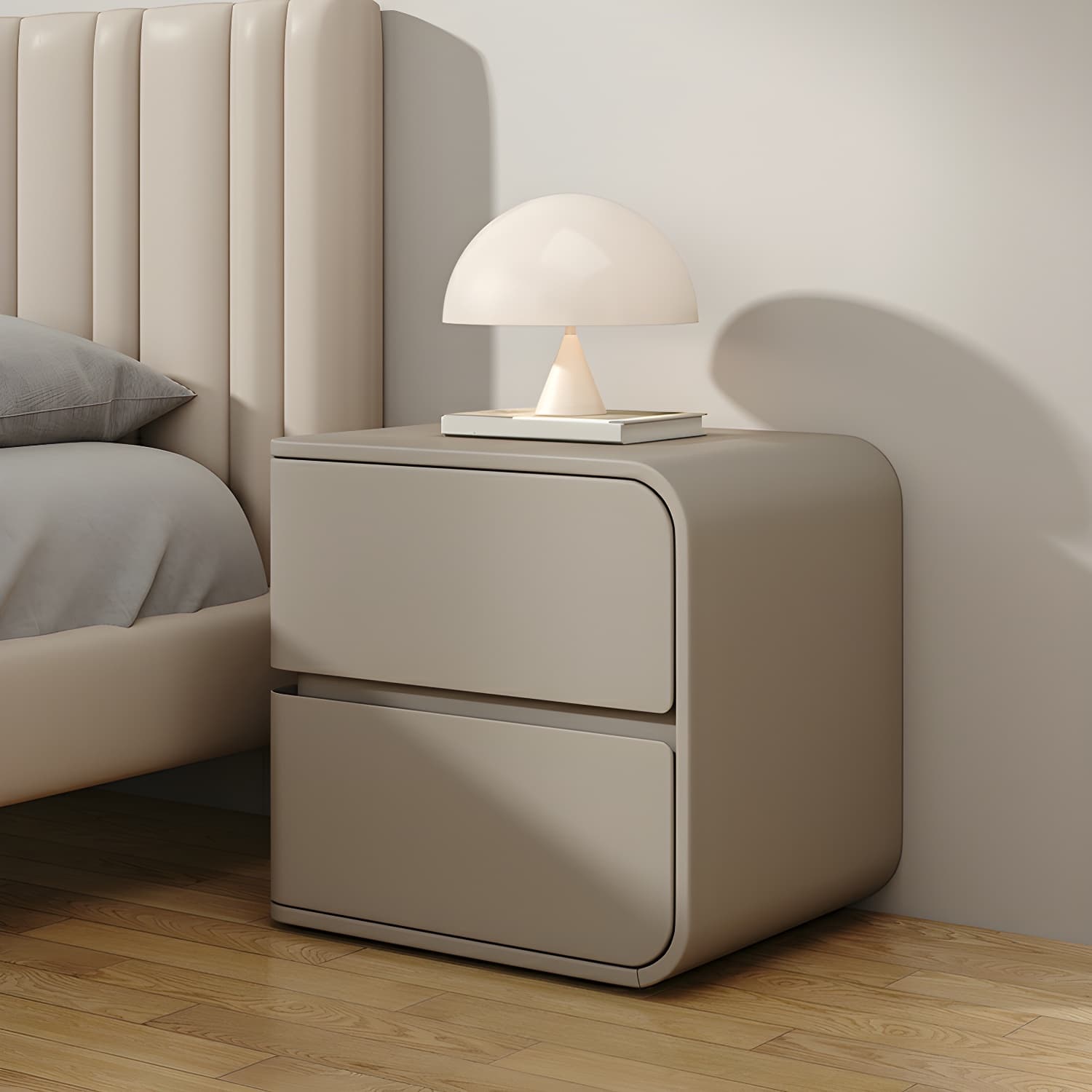 Rounded Corners Nightstands Solid Wood with Silent Buffer Guide Rail thumbnail 6