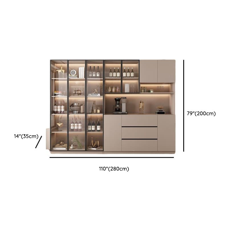 Wide/Standard/Narrow Modern Timber 3 Drawers 2 Shelves/3 Shelves/1 Shelf Glass Doors Pantry Hutch Sideboard thumbnail 49