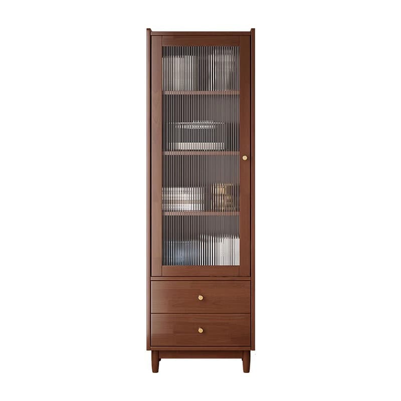 Scandinavian Solid Wood Accent Cabinet with Glass Door, 1 Cabinet and 2 Drawers for Living Room thumbnail 7
