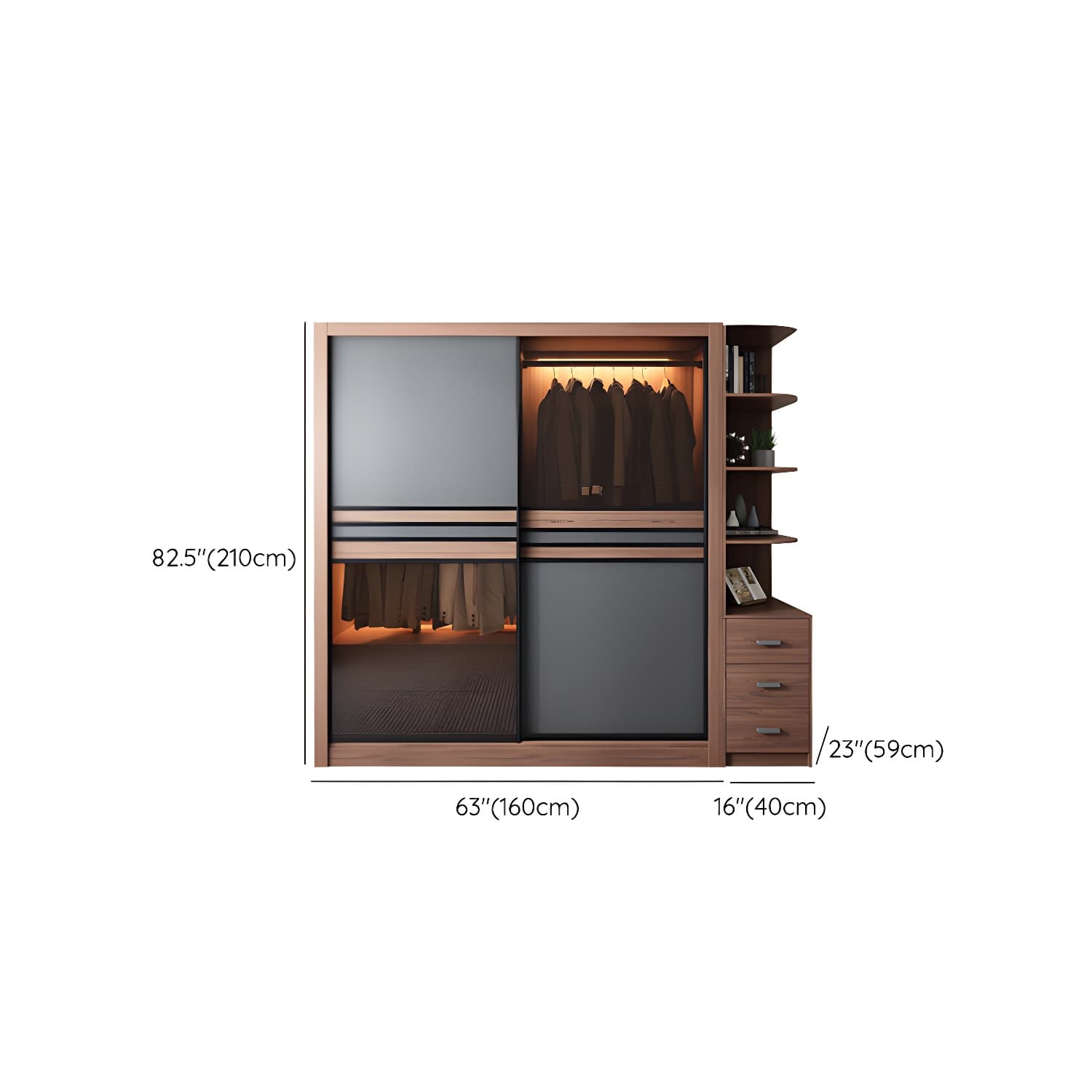 Brown Engineered Wood Wardrobe Armoire Modern Wardrobe Closet thumbnail 28