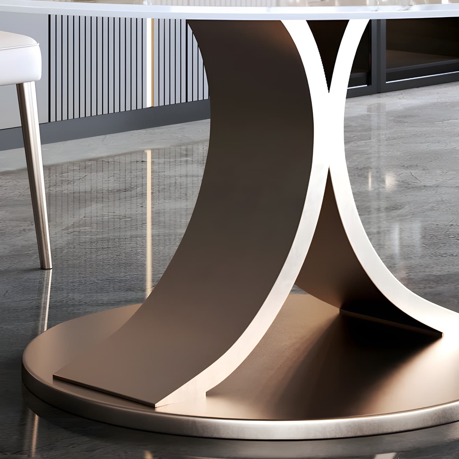 Modern 1/4/7 Pieces Dining Table Set with Sintered Stone Top Stainless Steel Dinette Set thumbnail 6
