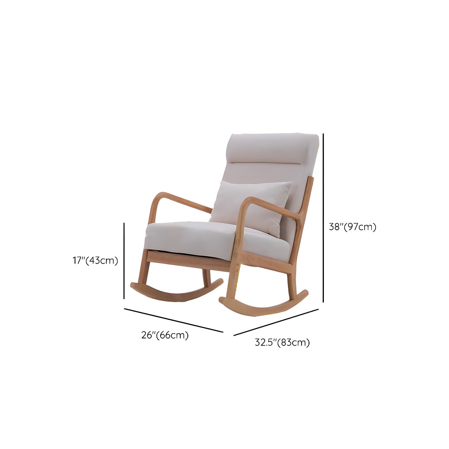 Mid-Century Modern Rocking Accent Chair with Solid Wood Frame and a Pillow thumbnail 24
