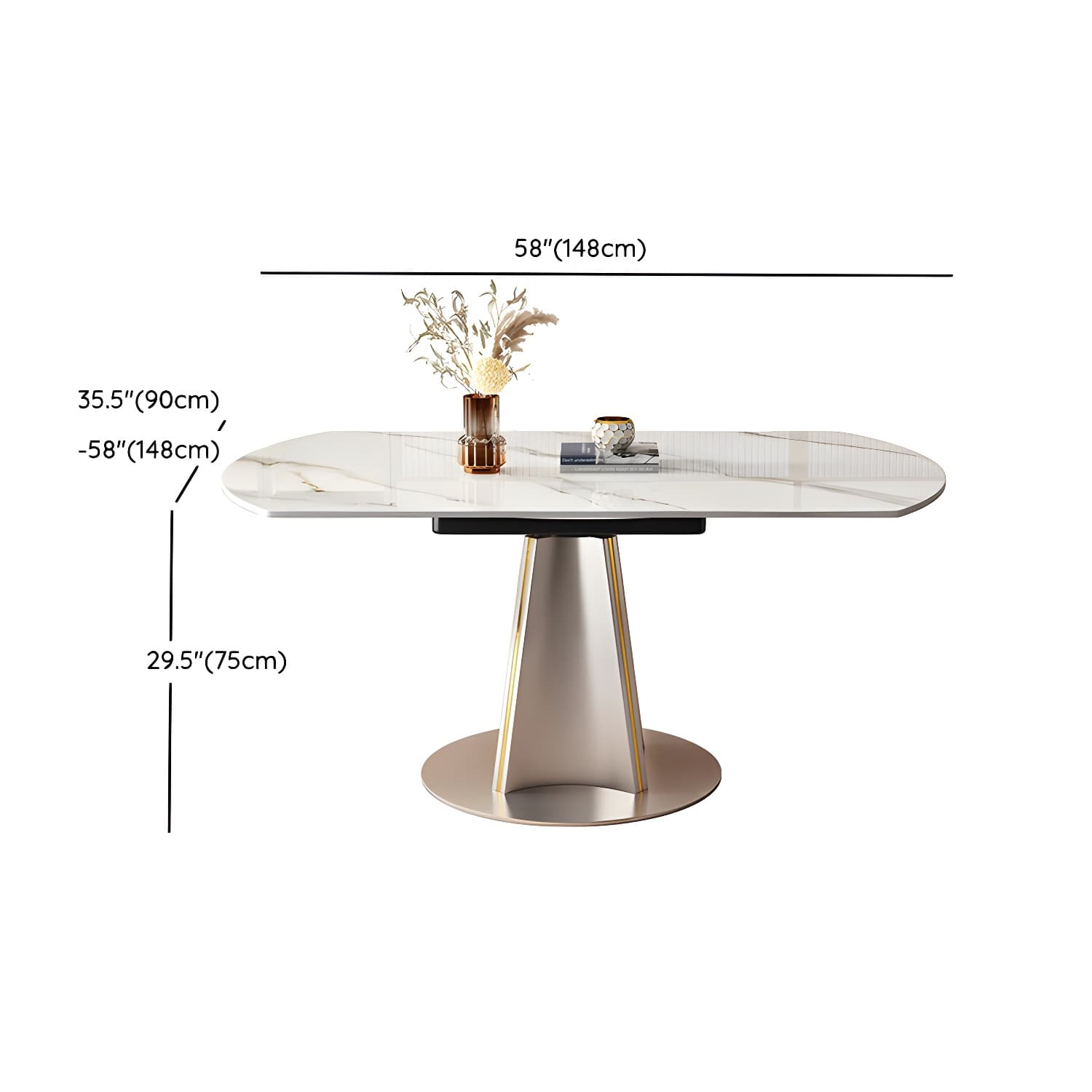 Glam Round Dining Set with Gold Pedestal Base and Self-Storing Leaf - Extension Feature thumbnail 10