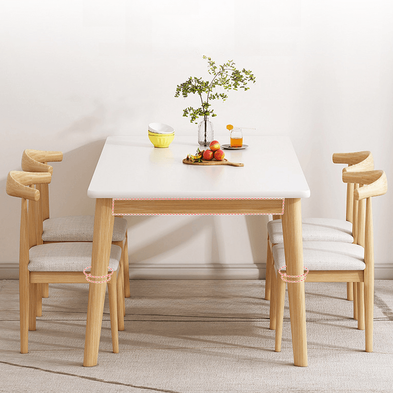 Rectangular Dining Table Set with Recycled Wood Fixed Table, Padded Chair Back, and Separable Design thumbnail 5