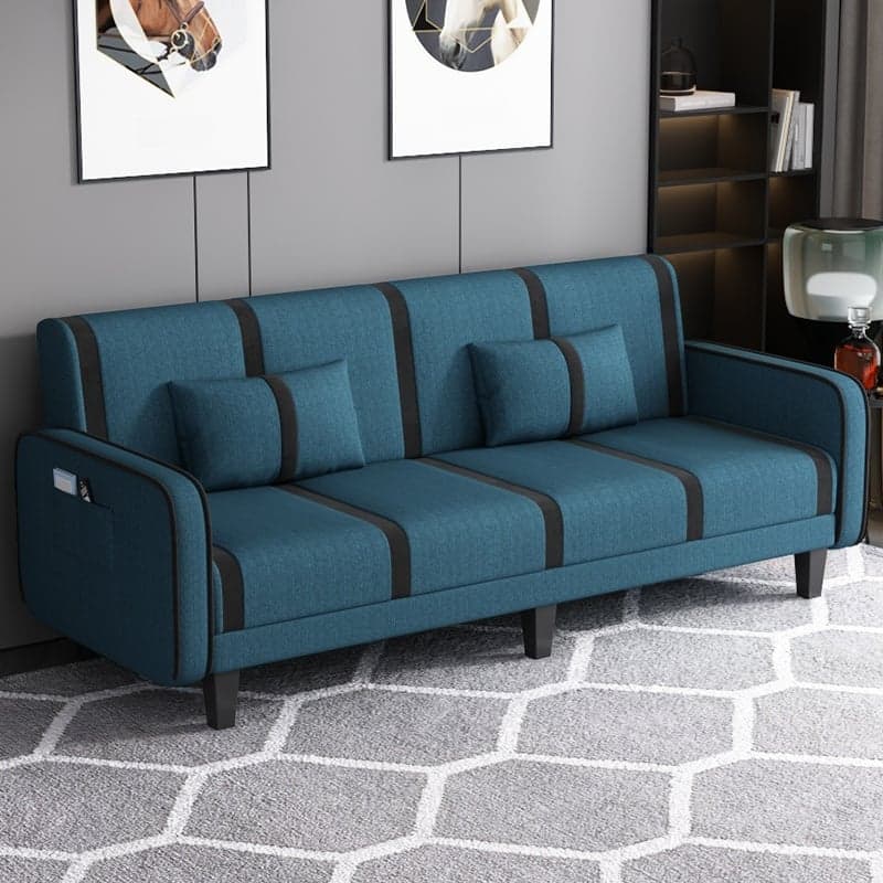 Trendy Solid Color Stain Resistant Standard Sofa/Loveseat in Dark Gray/Cerulean/Light Brown with Arm, Seats 3/2 People, and 2 Pillows thumbnail 9
