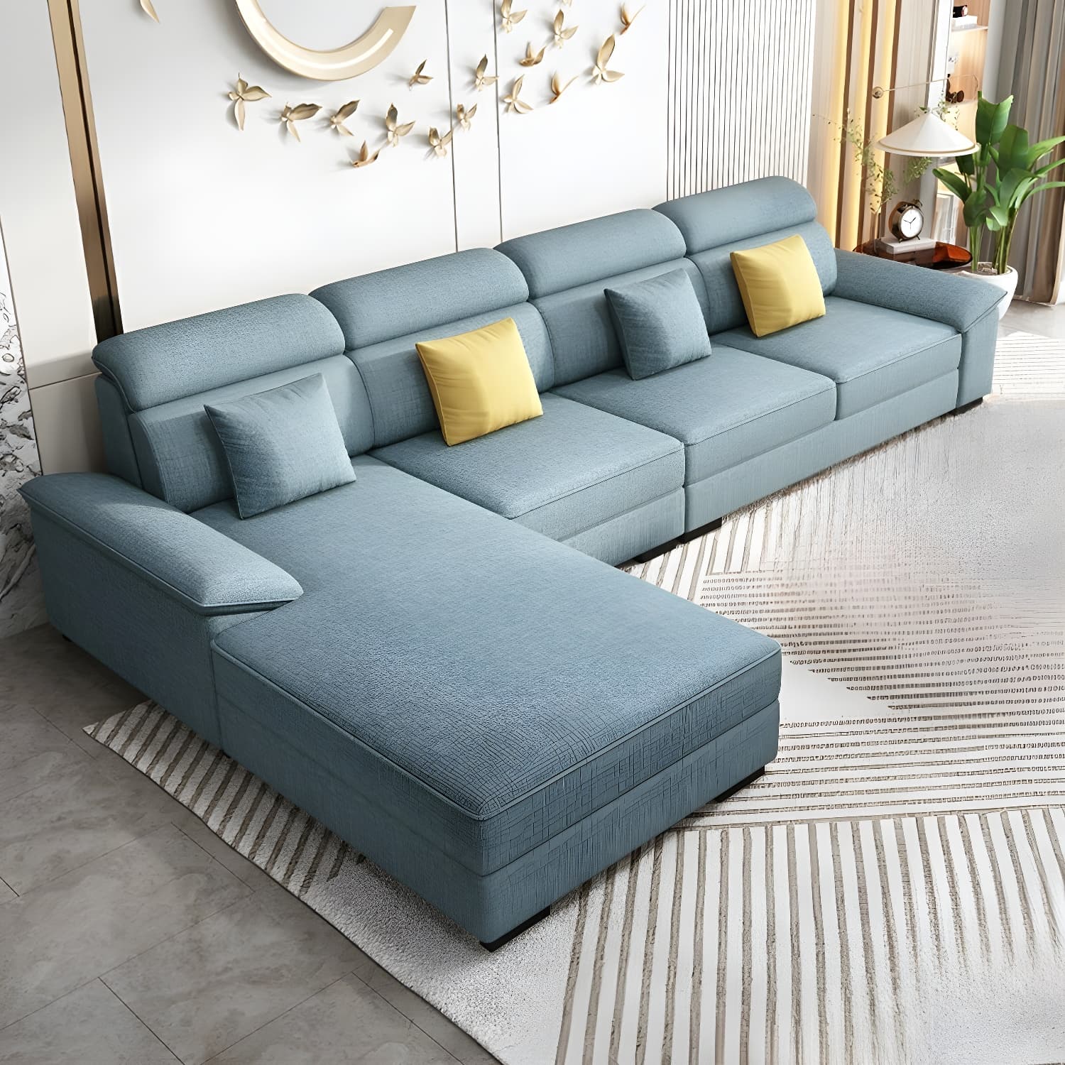 Modernism Pillow Top Arm Sectional with Chaise for Living Room thumbnail 3