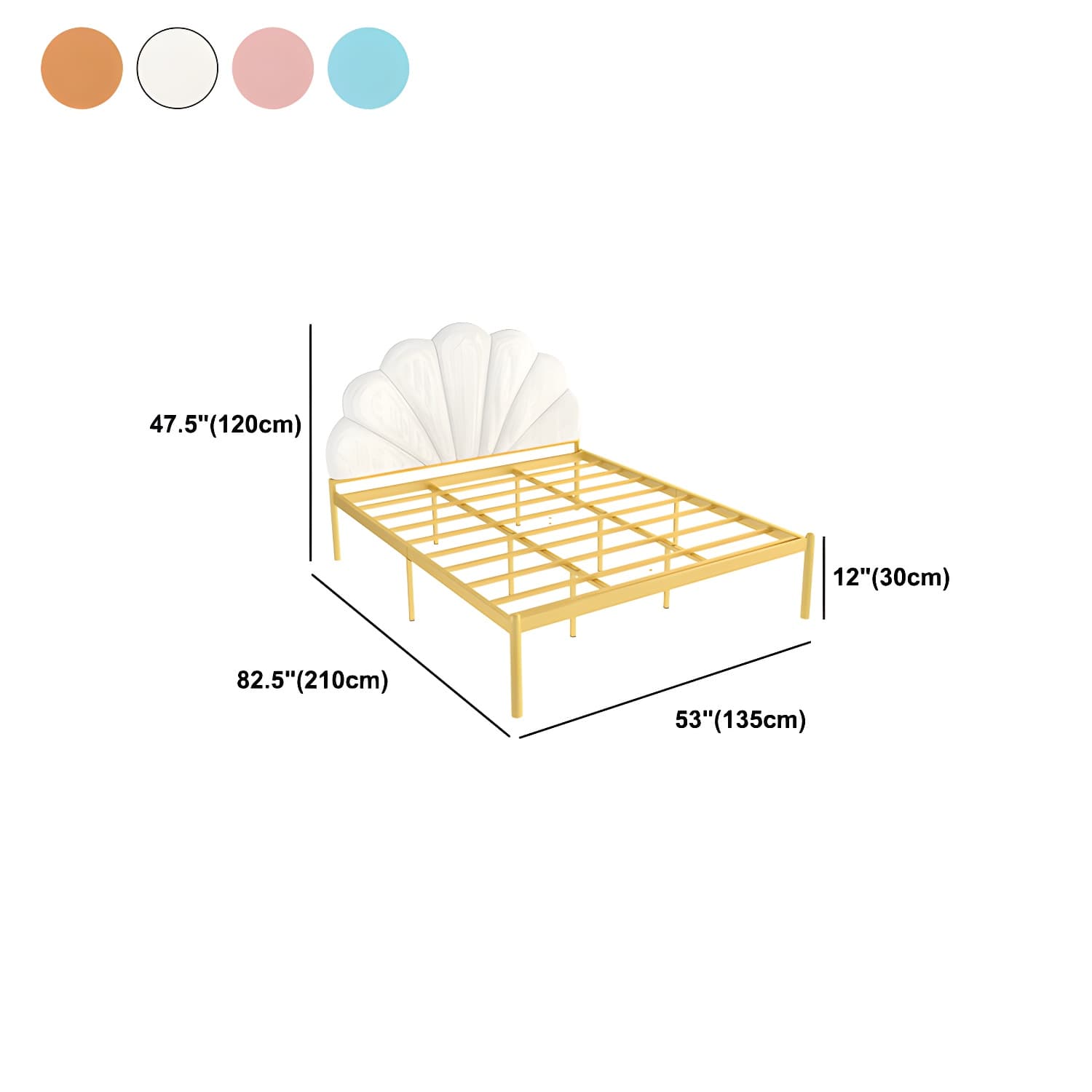 shell Suede Upholstered Headboard ,47 inch High Metal Panel Bed thumbnail 14
