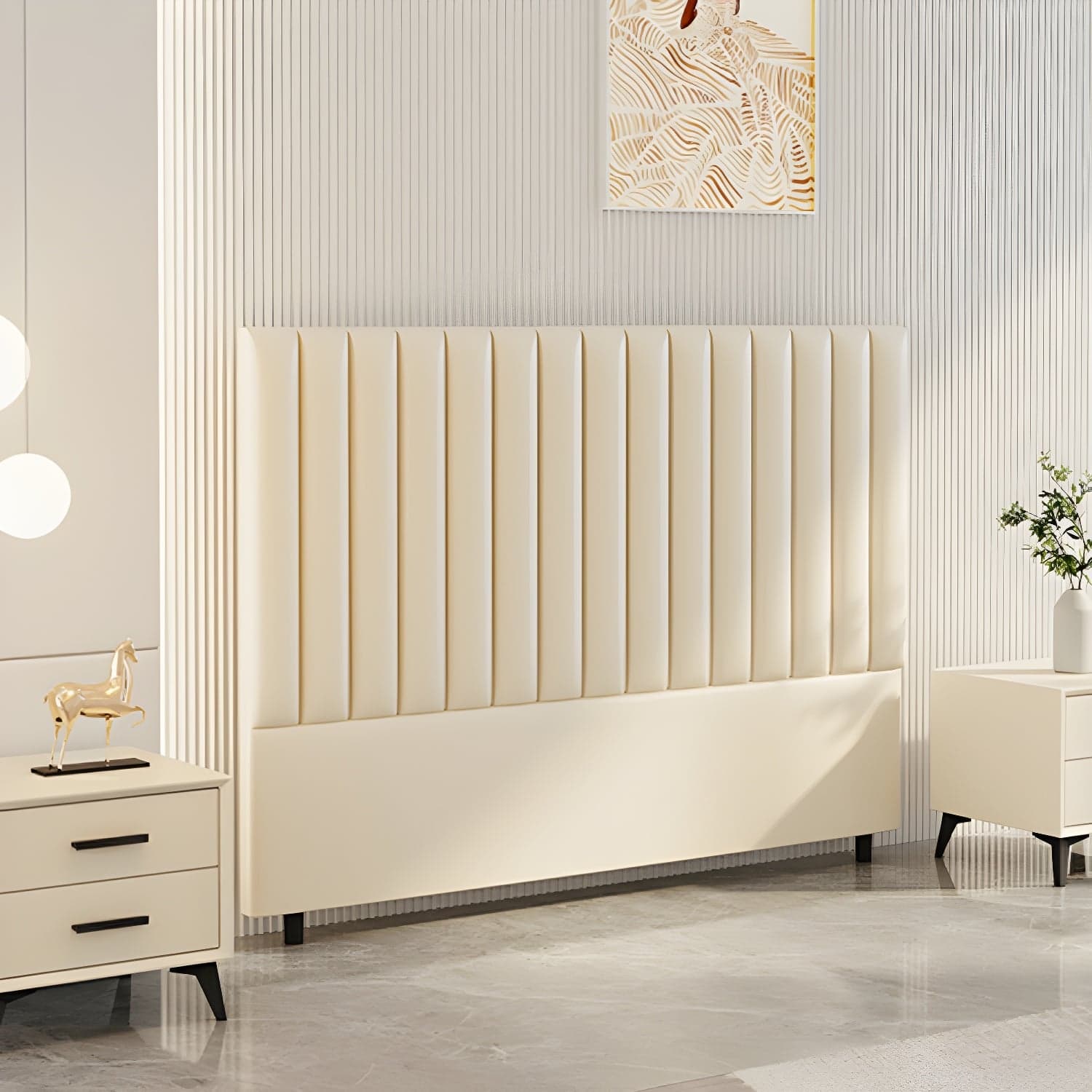 Pine Solid Wood Bed Headboard Freestanding Modern Leather Panel thumbnail 8