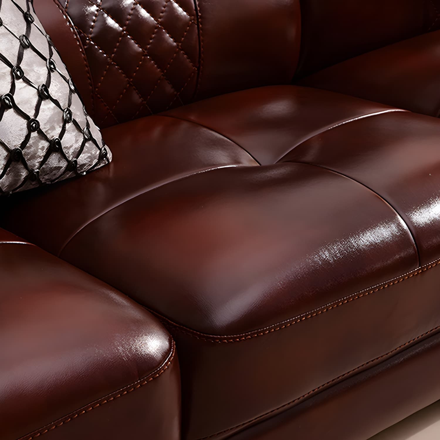 Genuine Leather Rolled Arm Sectional 36.22"High Camel Back Sofa, Dark Brown thumbnail 13