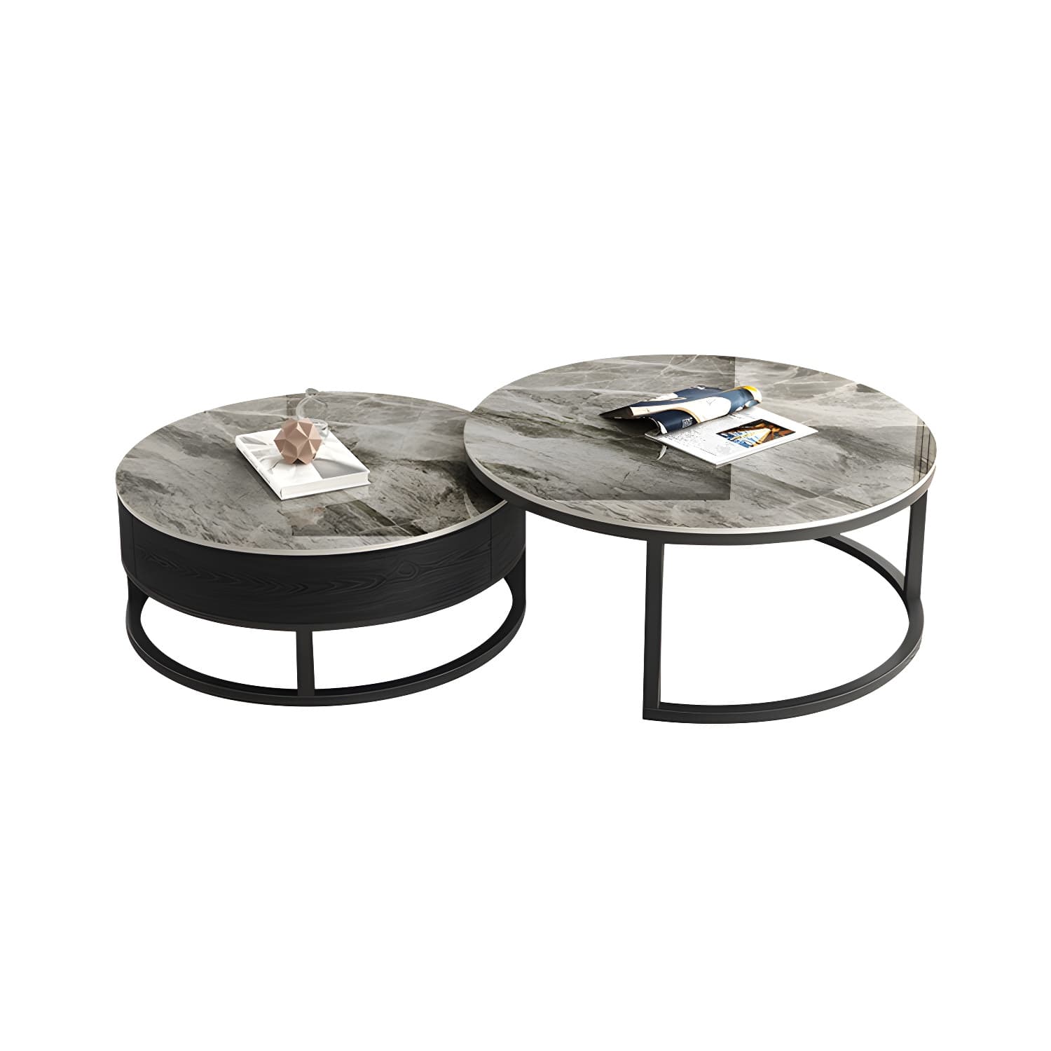 Slate Coffee Table Slate Nesting Coffee Table Set with Storage Drawer thumbnail 11