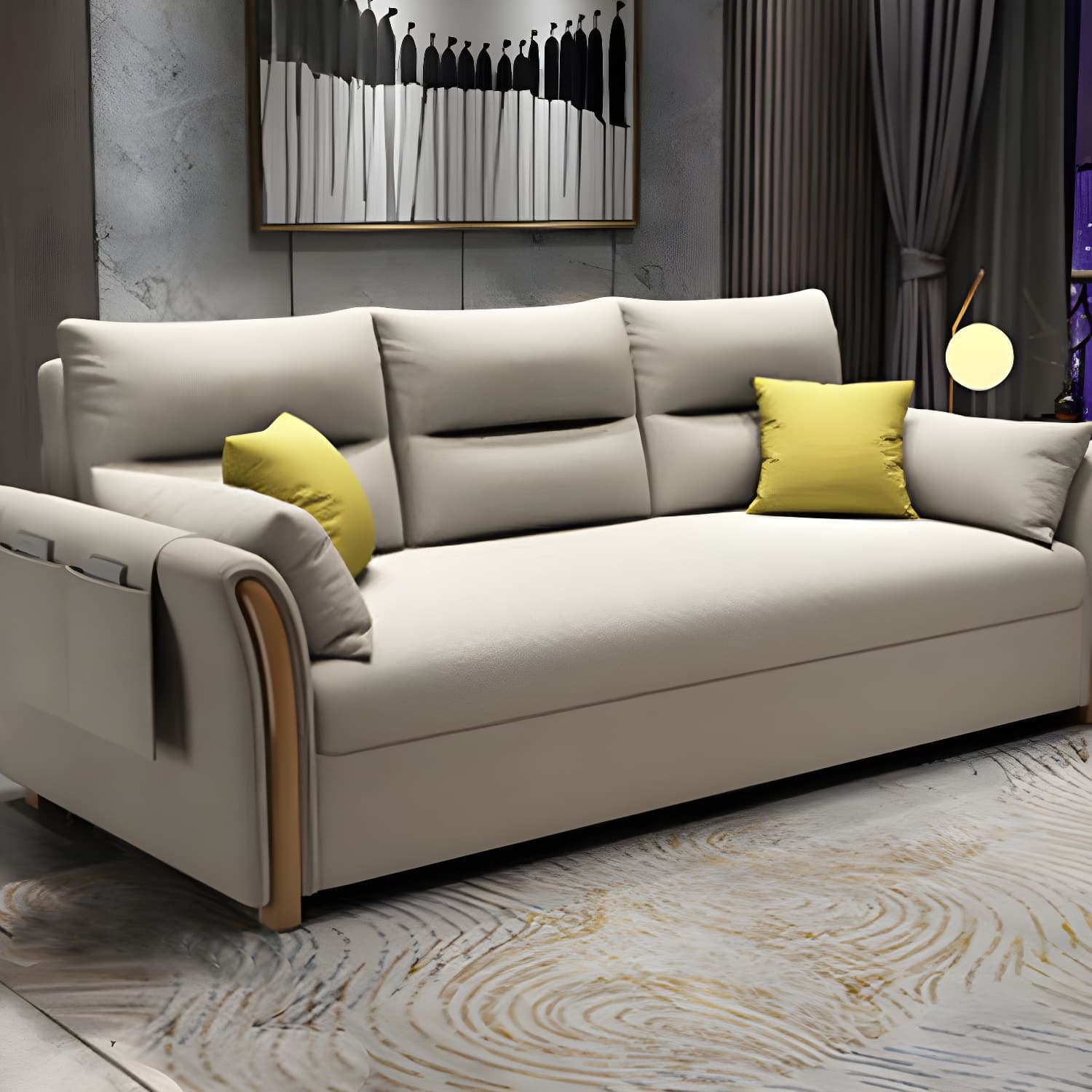 Fabric Sofa Bed Settee Furniture Flared Arm Latex Filled Sofa thumbnail 7