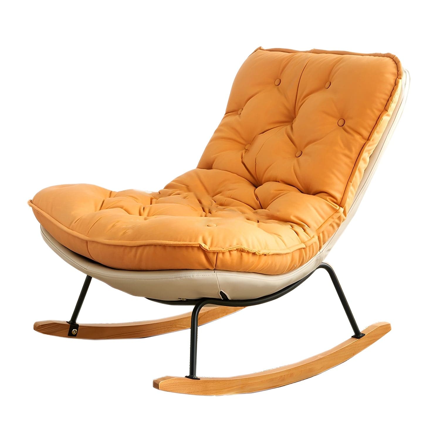 Stylish Modern Metal Rocking Chair with Tufted Upholstery and Stain-Resistant, Removable Cushions thumbnail 8