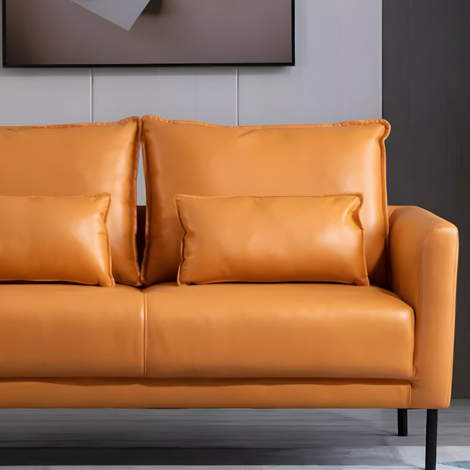 Scandinavian Faux Leather Seats 2 Loveseat with Tuxedo Arm and Stain Resistant Feature thumbnail 17