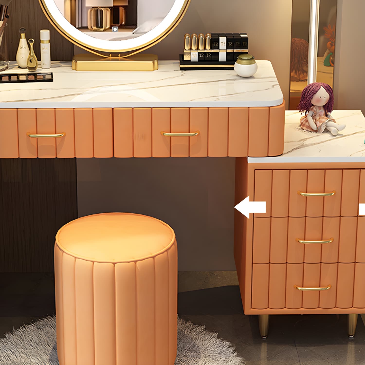 Wooden Makeup Vanity Storage Box Vanity Dressing Table for Bedroom thumbnail 12