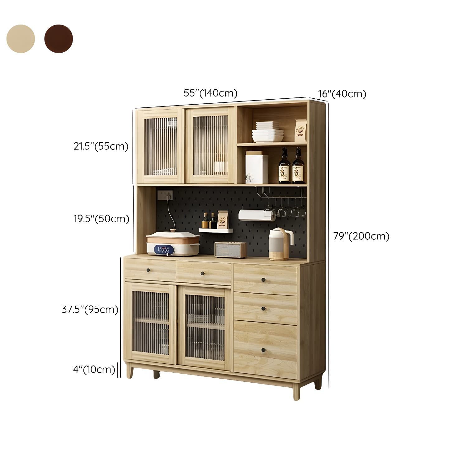 Contemporary Wood Buffet with Glass Doors and 3 Storage Drawers thumbnail 20