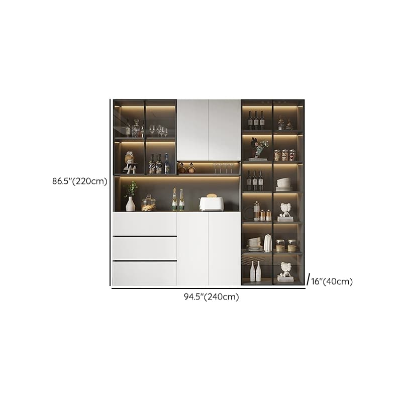 White Modern Buffet Cabinet with Cabinets and Shelves, Full Assembly Needed thumbnail 24