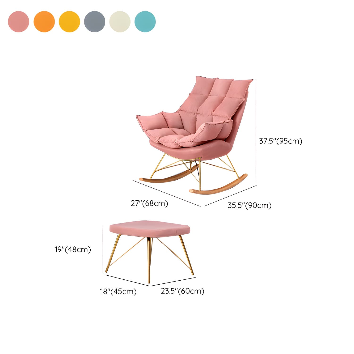 Rocking Accent Chair Upholstered Contemporary Living Room Spindle Tufted Cushions thumbnail 20