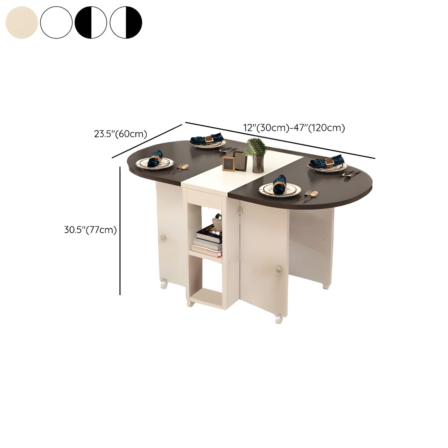 Collapsible Pedestal Manufactured Wood Kitchen & Dining Table 30in by 30in Modern Style thumbnail 14
