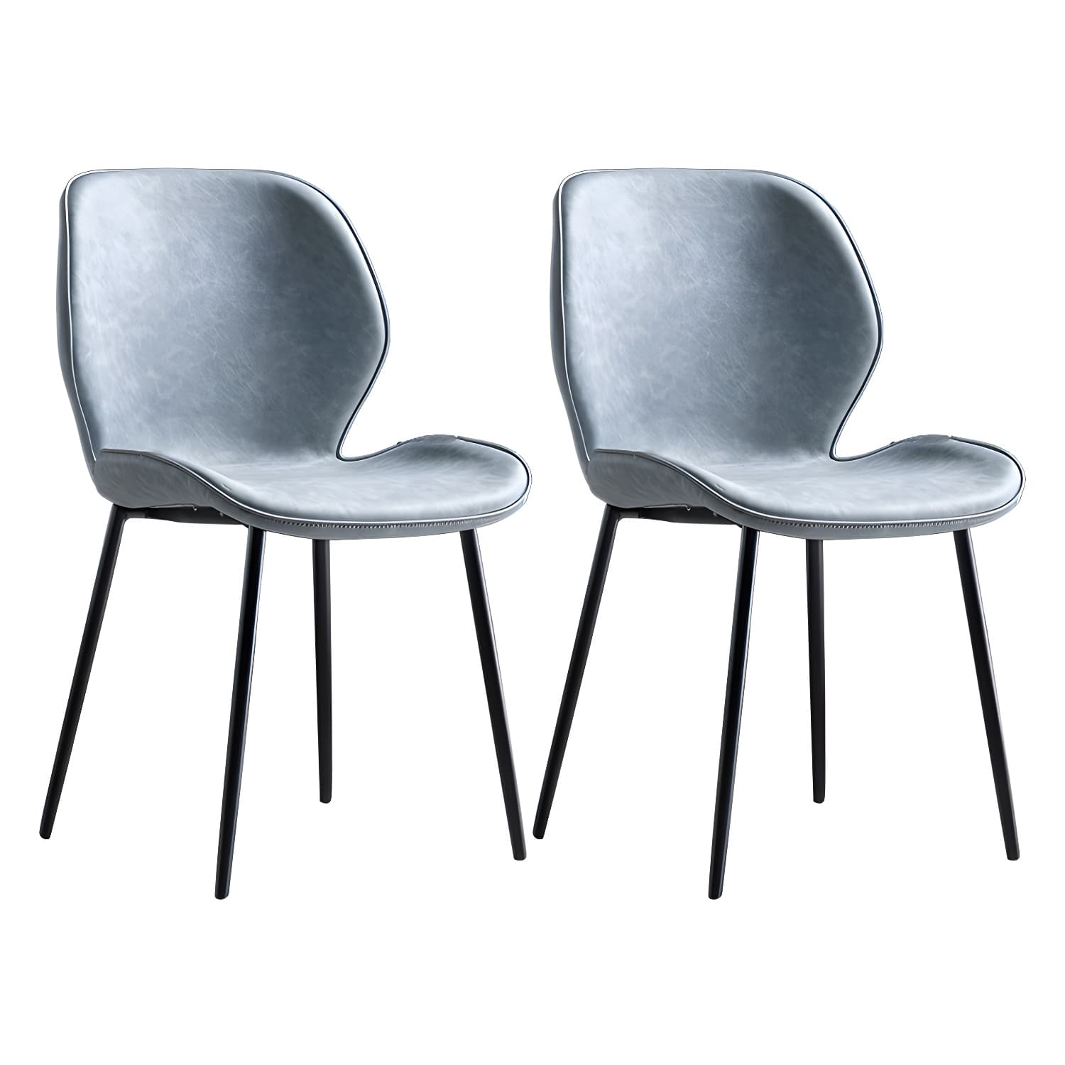 Scandinavian Leather Home Side Chair Matte Finish Wingback Dining Chair (Set of 2) thumbnail 6