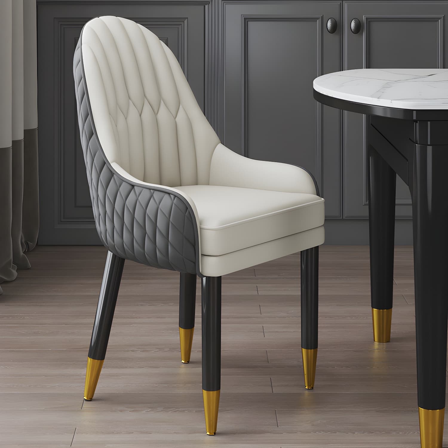 Scandinavian Indoor Arm Chair Upholstered Parsons Back Wood Dining Room Chair thumbnail 6