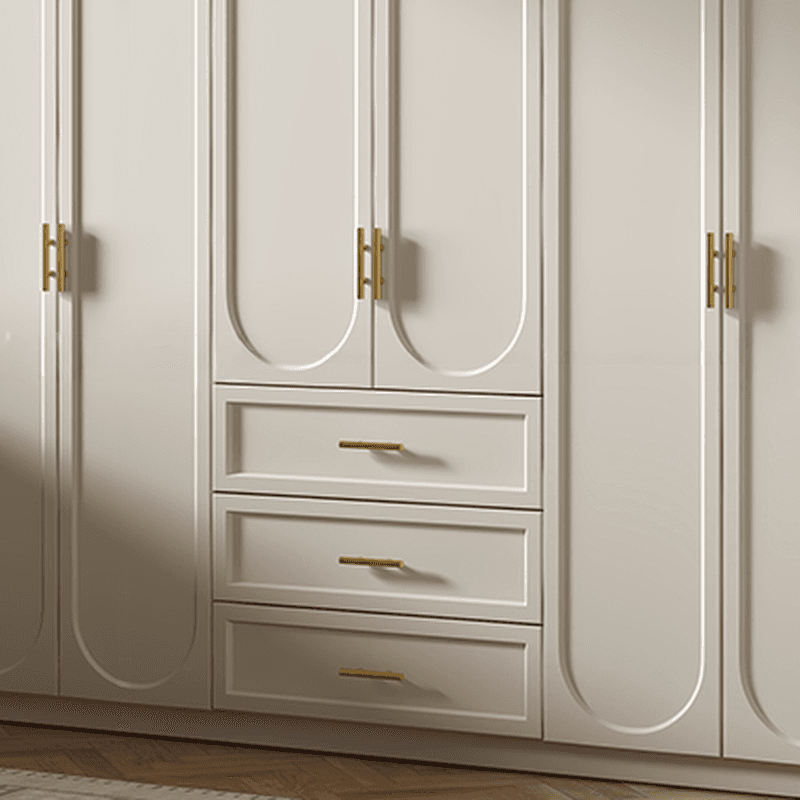 Chalk Simple Lumber Wardrobe Closet with Soft Close Drawer, Soft Close Door, Interior Shelves, and Clothing Rod thumbnail 4