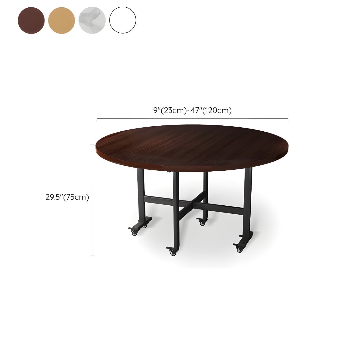 Modern Foldable Dining Table Round Wood Tabletop with Metal Legs thumbnail 16