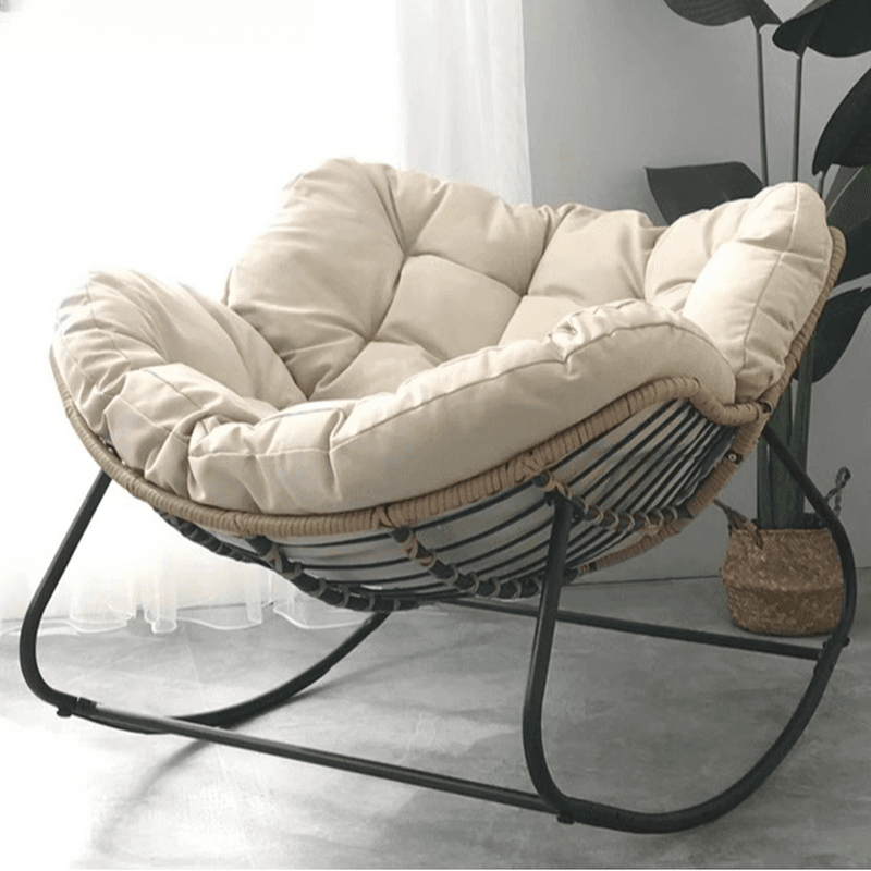 Midnight Black/Chalk/Cocoa Ergonomic Rocking Chair Couch with Rear Back, Stationary thumbnail 13